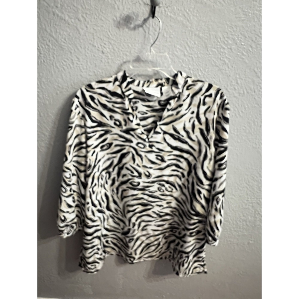 Women's Alfred Dunner Shirt‎ Women's Size 16 Black Tan Silver White